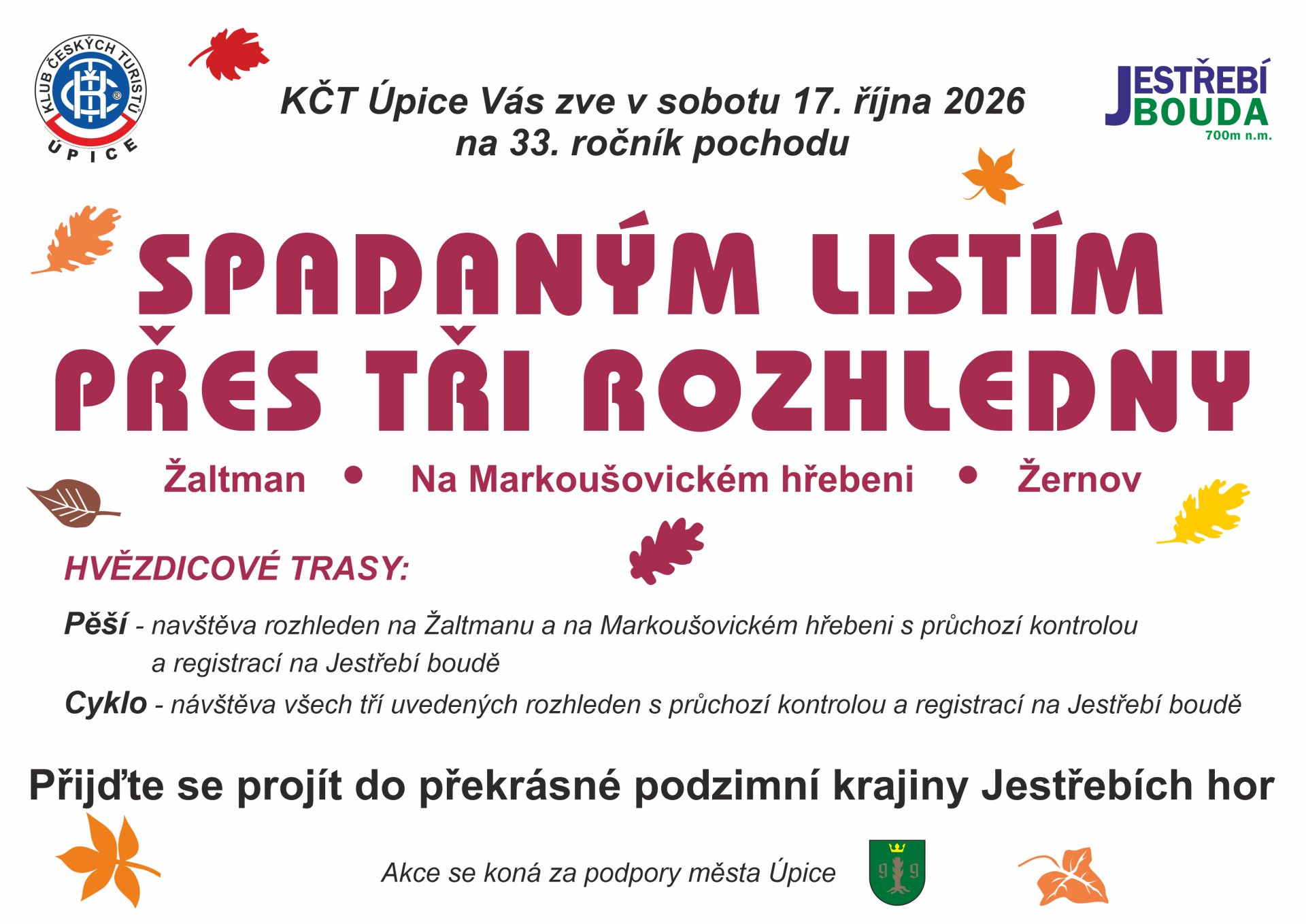 Spadaným listím přes tři rozhledny
